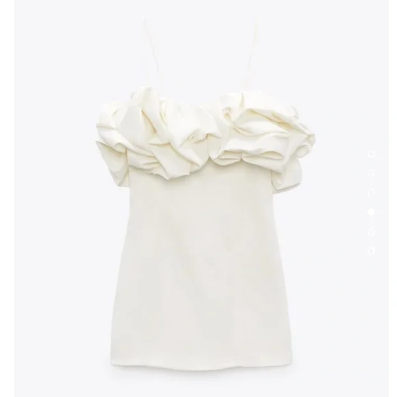 Bachelorette bridal luxurious white mini satin dress. - Picture 4 of 5